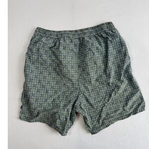 Vintage Sergio Tacchini Geometric Tile Swim Shorts Mens Green Blue